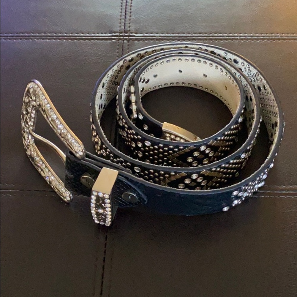 BHW Rhinestone Genuine Leather Belt